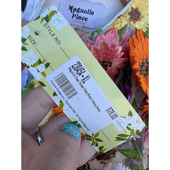 Magnolia Place Vintage Flower Party Midori Swing Dress 100% Polyester Size XL - Picture 7 of 8